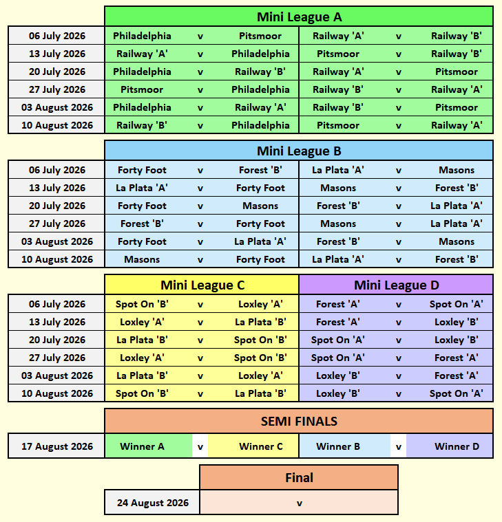 Mini League Fixtures 2026