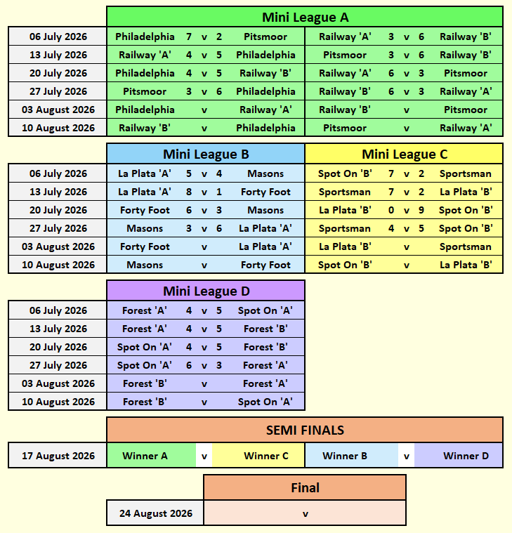 Mini League Fixtures 2026