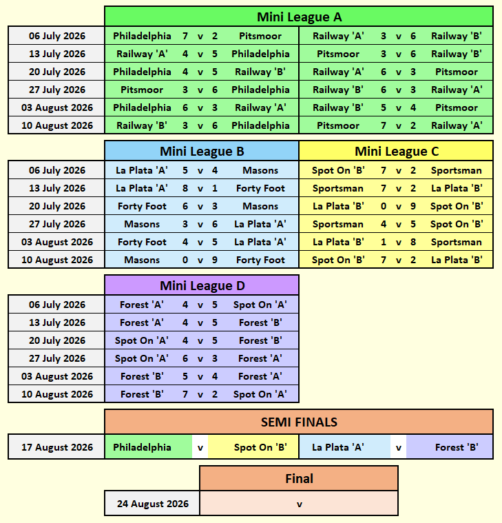 Mini League Fixtures 2026